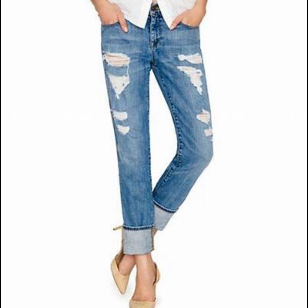 J. Crew Ripped vintage straight boyfriend jeans